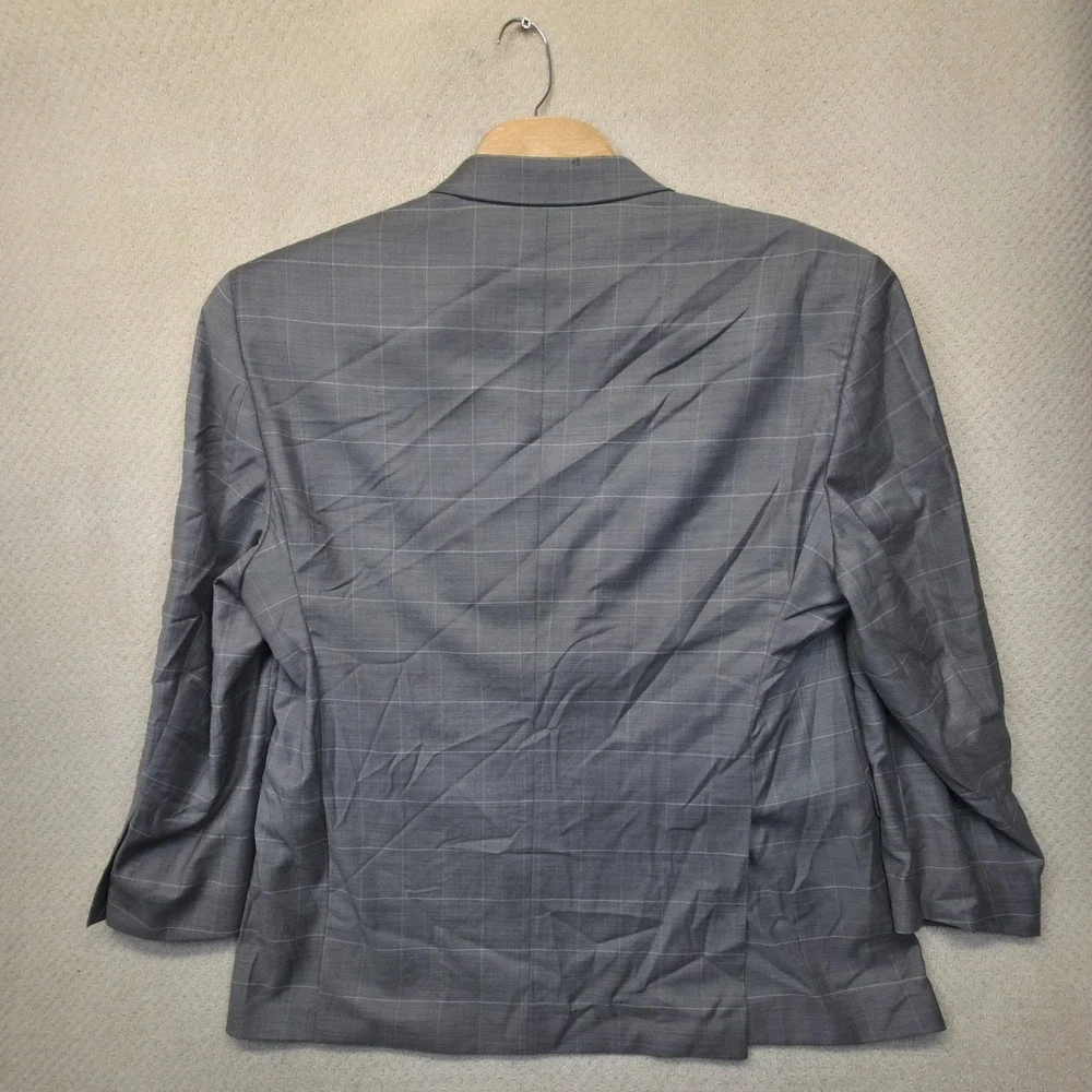 JOS A BANK Traveler Gray Windowpane Blazer Sport Coat Jacket Stretch Custom Flaw